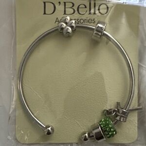 D'Bello Silver Bracelet with Green Charm